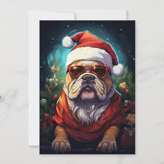 Funny Bulldog Weihnachtskarte Feiertagskarte (Vorderseite)