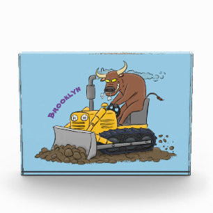 Funny Bulldozer Driving Cartoon Fotoblock