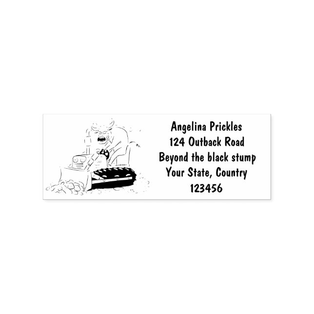 Funny Bulldozer Driving Cartoon Gummistempel (Prägung)