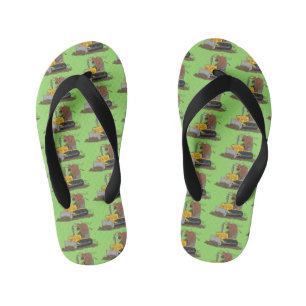 Funny Bulldozer Driving Cartoon Kinderbadesandalen