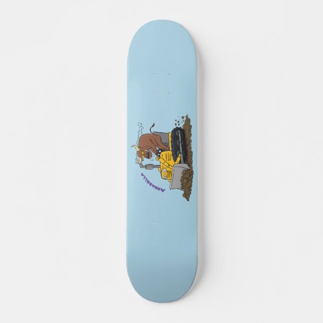 Funny Bulldozer Driving Cartoon Skateboard (Vorne)