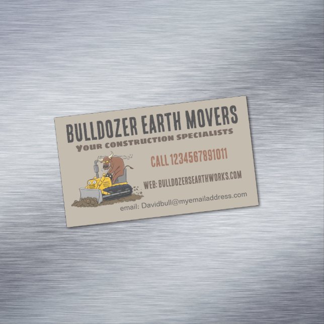 Funny Bulle Driving Bulldozer Baugeschäft Magnetische Visitenkarte (Beispiel)