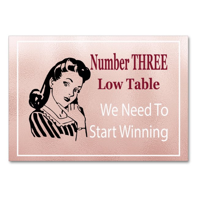 Funny Bunco Nummer drei Low Table Card Tischnummer (Vorderseite)