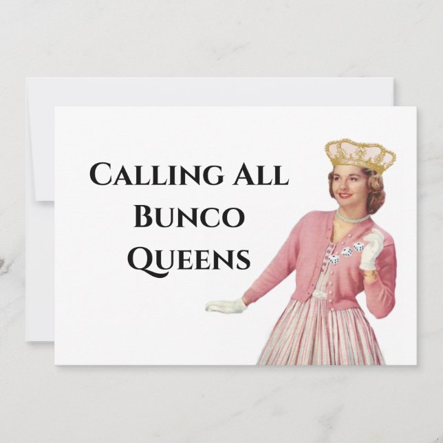 Funny Bunco Queen Party Night Einladung (Vorderseite)