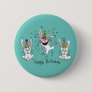 Funny Bunny Birthday Kids Button