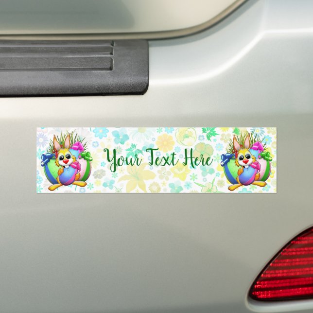 Funny Bunny biting an Easter Egg Autoaufkleber (Auf Auto)