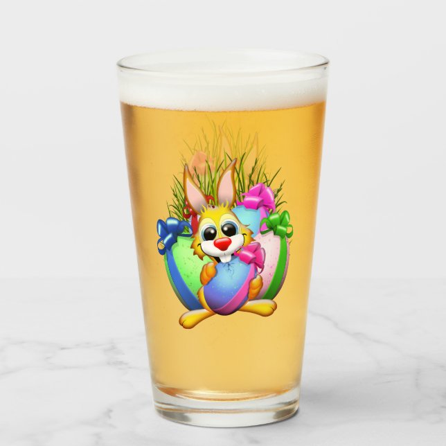 Funny Bunny biting an Easter Egg Glas (Vorne (Gefüllt))
