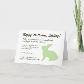 Funny Bunny Carte d'anniversaire pour frère ou soe