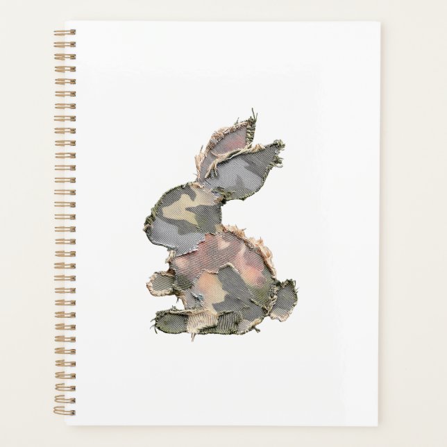 Funny Bunny Crochet Patchwork Camo Rabbit Happy Ea Planer (Vorderseite)