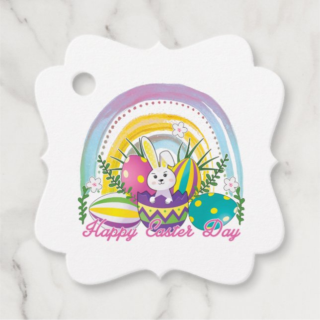 Funny Bunny Happy Easter Day Geschenkanhänger (Vorderseite)
