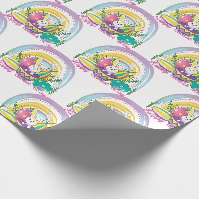 Funny Bunny Happy Easter Day Geschenkpapier (Ecke)