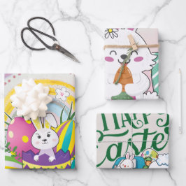 Funny Bunny Happy Easter Day Geschenkpapier Set