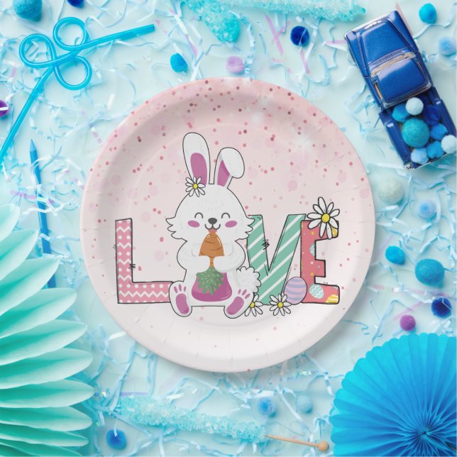 Funny Bunny Happy Easter Day Pappteller (Party)