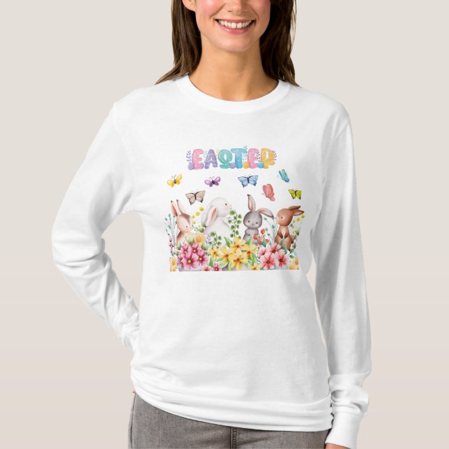 Funny Bunny Happy Easter Day T-Shirt (Vorderseite)