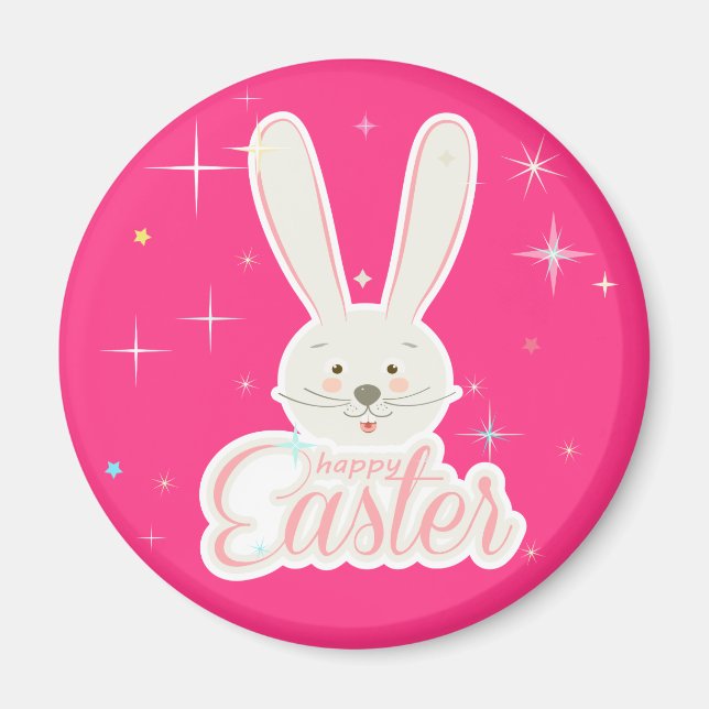 FUNNY BUNNY Happy Oaster Eggs Hunt Party Magnet (Vorne)