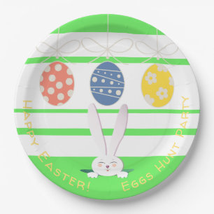 FUNNY BUNNY Happy Oaster Eggs Jagen Party Modernes Pappteller