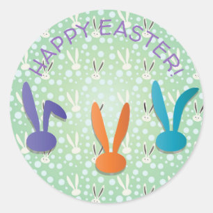 FUNNY BUNNY Hapy Ostereier Jagd Party Runder Aufkleber