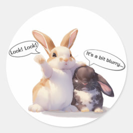 Funny Bunny –[Look! Look!][It's a bit blurry...] Runder Aufkleber