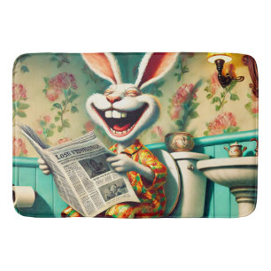 Funny Bunny on Toilet Bad Art Badematte