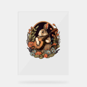 Funny Bunny Playing Banjo Gitarre Musik Rabbit Hap Acrylschild