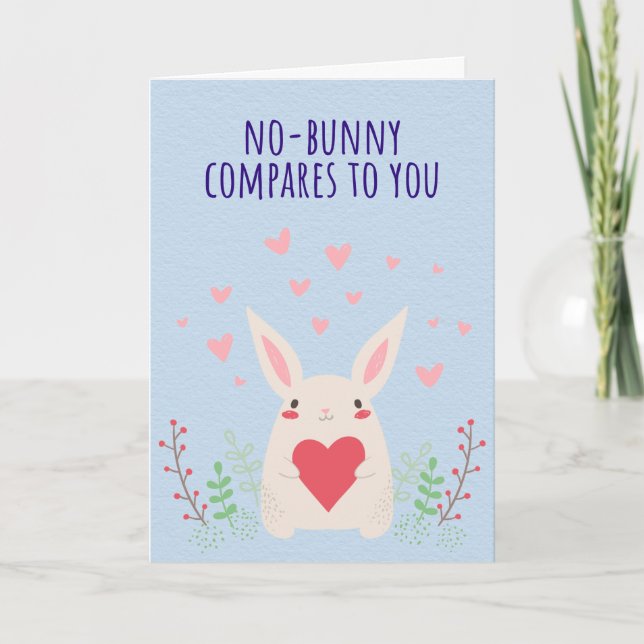 Funny Bunny Rabbit Valentine Card Karte (Vorderseite)