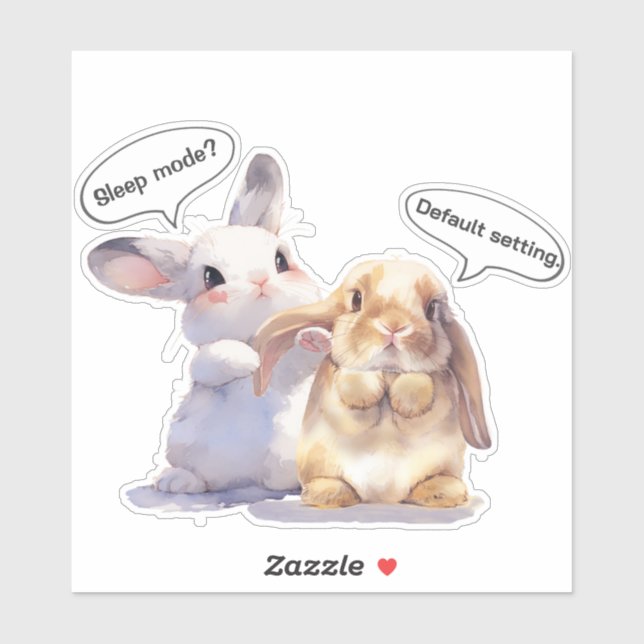 Funny Bunny Sticker – Sleep Mode vs Default (Blatt)