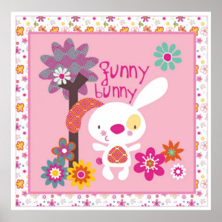 funny bunny wall art poster