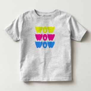Funny bunt WOW Sprichwort Simple Pink Blue Gelb Kleinkind T-shirt