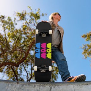 Funny bunt WOW Sprichwort Simple Pink Blue Gelb Skateboard