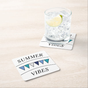 Funny Bunting Summer Vibes Rechteckiger Pappuntersetzer
