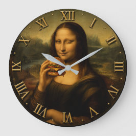 Funny Burger Mona Lisa Classic Art Meets Fast Food Große Wanduhr