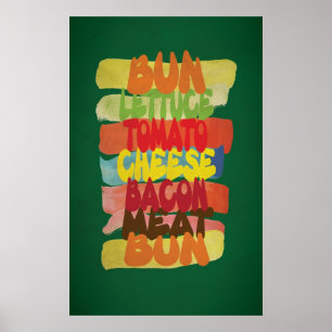 Funny Burger Typografy Art Poster