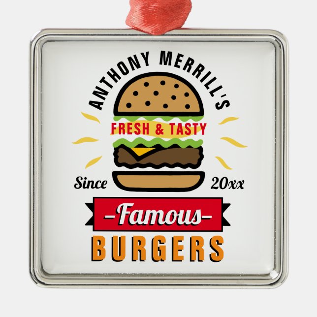 Funny Burgers Individuelle Name Ornament (Vorne)