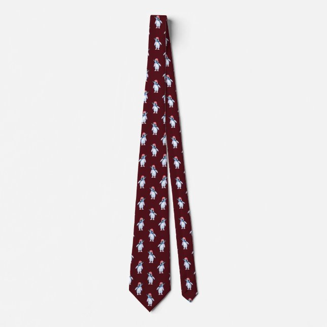 Funny Burgundy Pinguin Krawatte für Tierfreunde (Vorderseite)