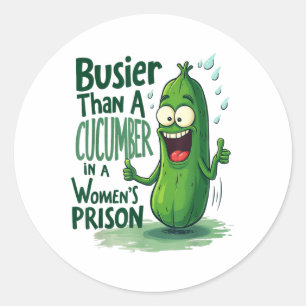 Funny Business als ein Gurken in einem Frauengefän Runder Aufkleber