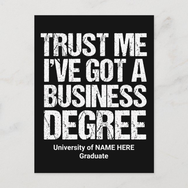 Funny Business School Abschluss Custom Uni Postkarte (Vorderseite)