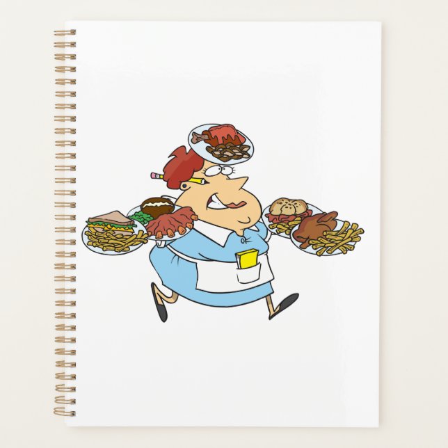 Funny Busy Waitress Overworked Server Planer (Vorderseite)