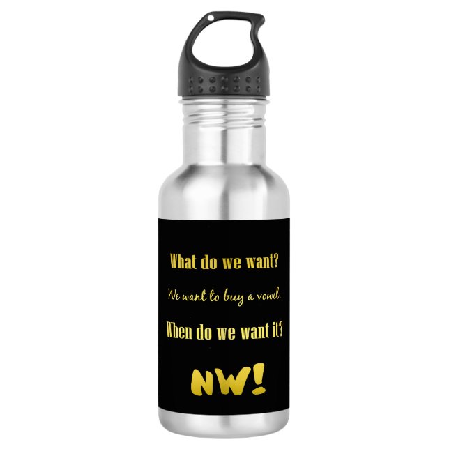 Funny Buy a Vowel — Now! Edelstahlflasche (Vorderseite)