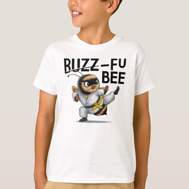 Funny Buzz-Fu Bee Martial Arts T-Shirt (Vorderseite)