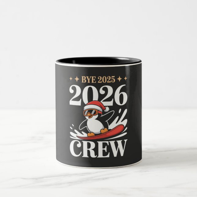 Funny Bye 2025 2026 Crew New Year Friends Squad Zweifarbige Tasse (Mittel)