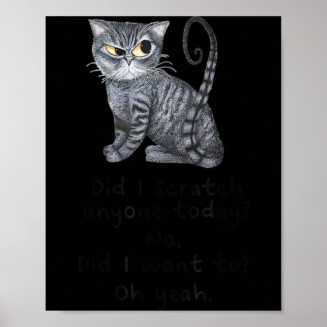 Funny Ca_ Sarcastic Cat Did I Scratched Anyone Tod Poster (Vorne)