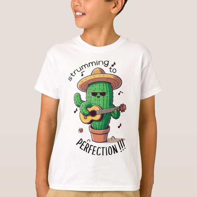 Funny Cactus Gitarrist T - Shirt | Bis Perf (Vorderseite)