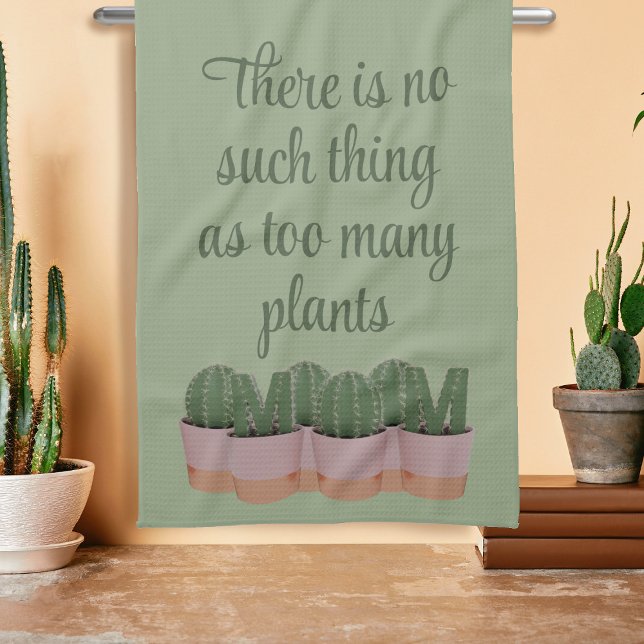 Funny Cactus Mama Wohnungen Grüne Küche Handtuch (There is no such thing as too many plants! Add your own funny plant mom quote to this kitchen towel!)