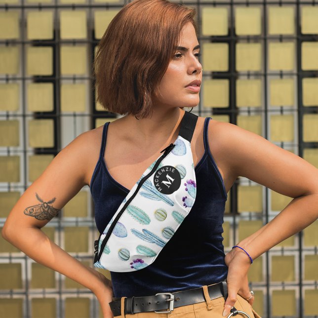 Funny Cactus Monogram Individuelle Name Waist Cros Bauchtasche (Von Creator hochgeladen)