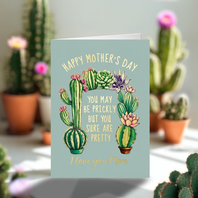 Funny Cactus Plante maman Fête de la mère carte à  (Your mom sure is pretty and she loves plants too! Here's the Mother's Day card just for her)
