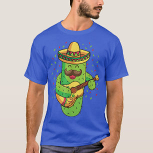 Funny Cactus playing Guitar Meican sombrero Viva M T-Shirt