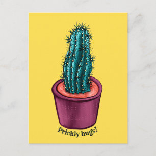 Funny Cactus Psychedelic Potted Sukkulent Pflanze Postkarte