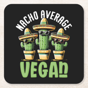 Funny Cactus Sombrero Nacho Durchschnitt Vegan Rechteckiger Pappuntersetzer