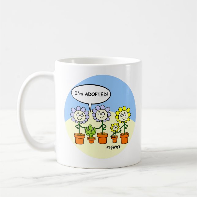 Funny Cactus und Blume Niedlicher Cartoon Südweste Kaffeetasse (Links)