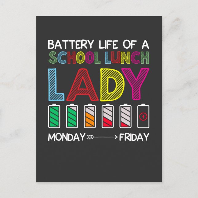 Funny Cafeteria Schule Mittagessen Lady Week Mood  Postkarte (Vorderseite)